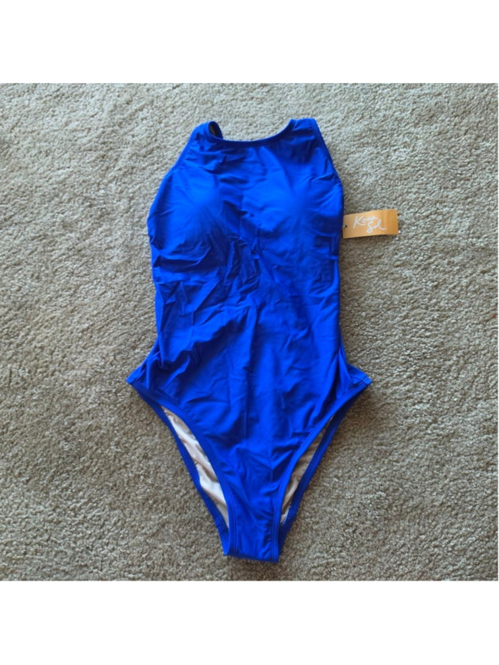 Kona Sol One Piece Swimsuit High Neck Medium Coverage Blue Size Medium